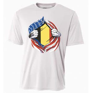 Germany And United States Flag Cooling Performance Crew T-Shirt