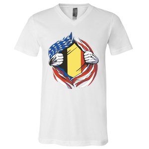 Germany And United States Flag V-Neck T-Shirt