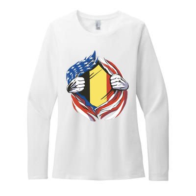 Germany And United States Flag Womens CVC Long Sleeve Shirt