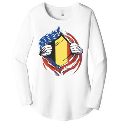 Germany And United States Flag Women's Perfect Tri Tunic Long Sleeve Shirt