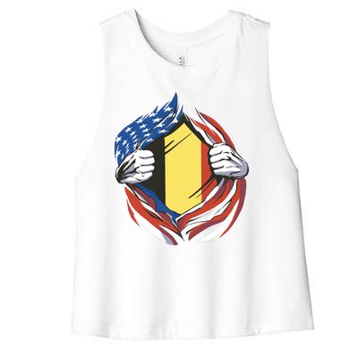 Germany And United States Flag Women's Racerback Cropped Tank