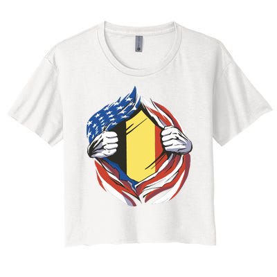 Germany And United States Flag Women's Crop Top Tee