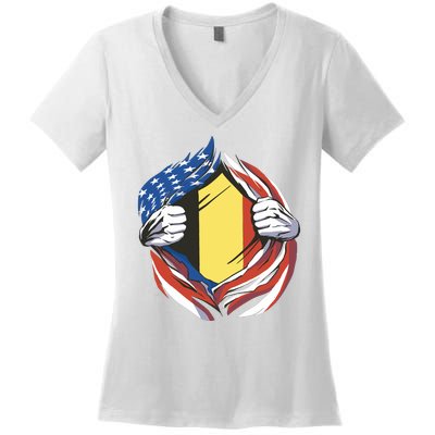 Germany And United States Flag Women's V-Neck T-Shirt