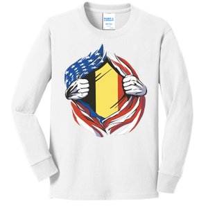 Germany And United States Flag Kids Long Sleeve Shirt