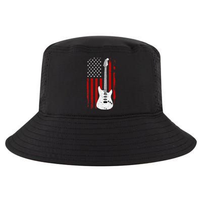 Guitar American US Flag Music Player Electric Guitarist Gift Cool Comfort Performance Bucket Hat
