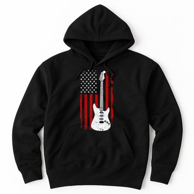 Guitar American US Flag Music Player Electric Guitarist Gift Hoodie