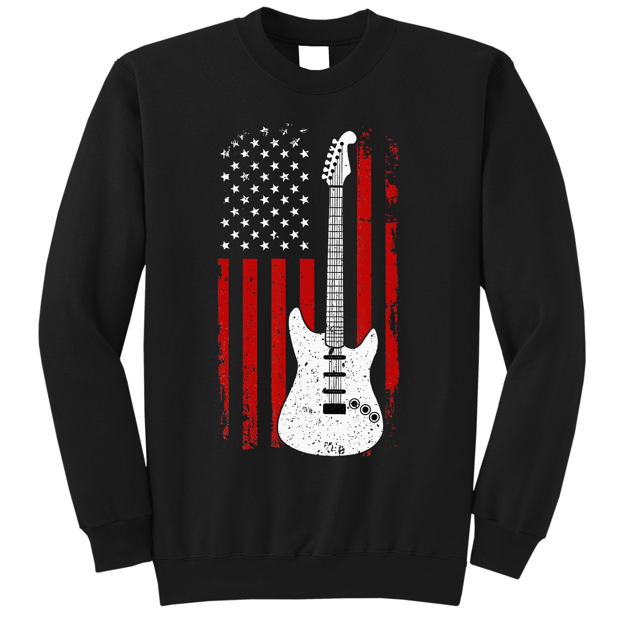 Guitar American US Flag Music Player Electric Guitarist Gift Sweatshirt