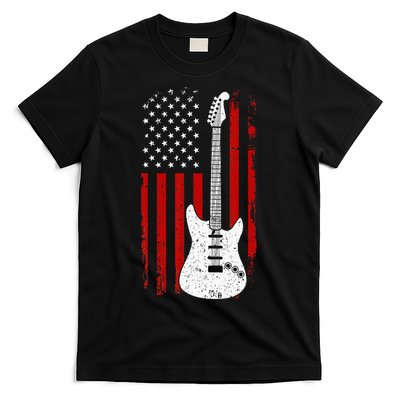 Guitar American US Flag Music Player Electric Guitarist Gift T-Shirt