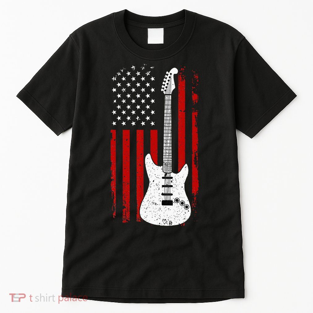 Guitar American US Flag Music Player Electric Guitarist Gift Tall T-Shirt