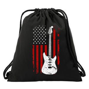 Guitar American US Flag Music Player Electric Guitarist Gift Drawstring Bag