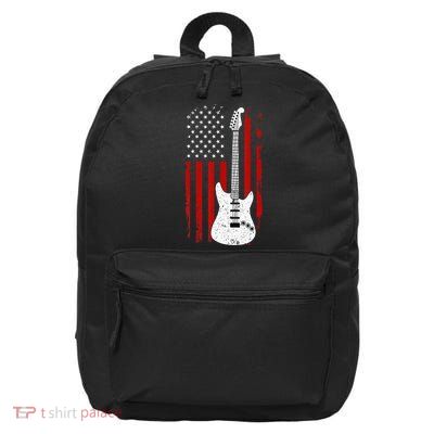 Guitar American US Flag Music Player Electric Guitarist Gift 16 in Basic Backpack