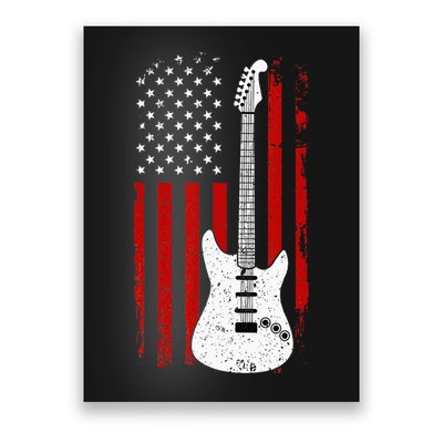 Guitar American US Flag Music Player Electric Guitarist Gift Poster