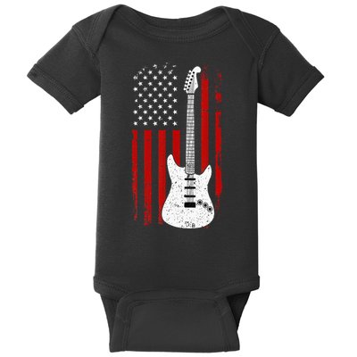 Guitar American US Flag Music Player Electric Guitarist Gift Baby Bodysuit