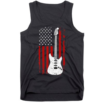 Guitar American US Flag Music Player Electric Guitarist Gift Tank Top