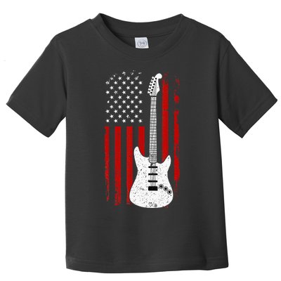 Guitar American US Flag Music Player Electric Guitarist Gift Toddler T-Shirt