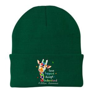 giraffe Accept Understand Love Autism Awareness Knit Cap Winter Beanie