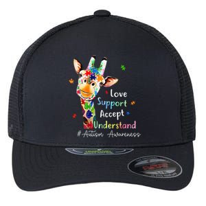 giraffe Accept Understand Love Autism Awareness Flexfit Unipanel Trucker Cap