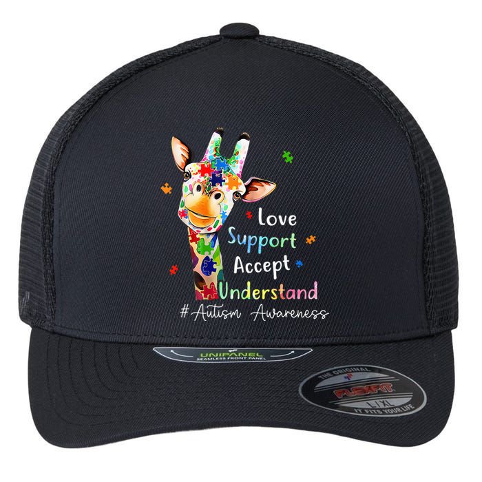 giraffe Accept Understand Love Autism Awareness Flexfit Unipanel Trucker Cap