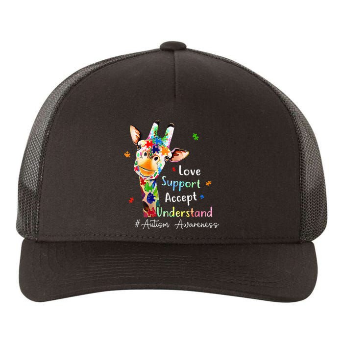 giraffe Accept Understand Love Autism Awareness Yupoong Adult 5-Panel Trucker Hat