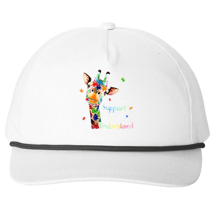 giraffe Accept Understand Love Autism Awareness Snapback Five-Panel Rope Hat