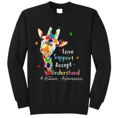 giraffe Accept Understand Love Autism Awareness Tall Sweatshirt