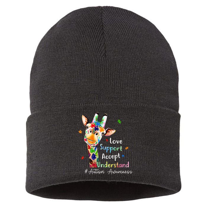 giraffe Accept Understand Love Autism Awareness Sustainable Knit Beanie