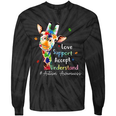 giraffe Accept Understand Love Autism Awareness Tie-Dye Long Sleeve Shirt