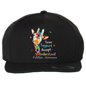 giraffe Accept Understand Love Autism Awareness Wool Snapback Cap