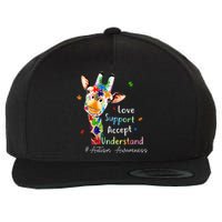 giraffe Accept Understand Love Autism Awareness Wool Snapback Cap