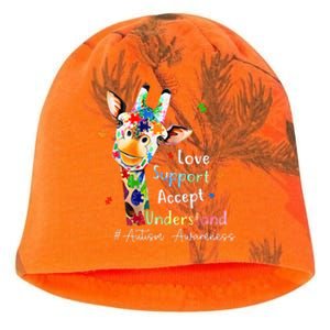 giraffe Accept Understand Love Autism Awareness Kati - Camo Knit Beanie