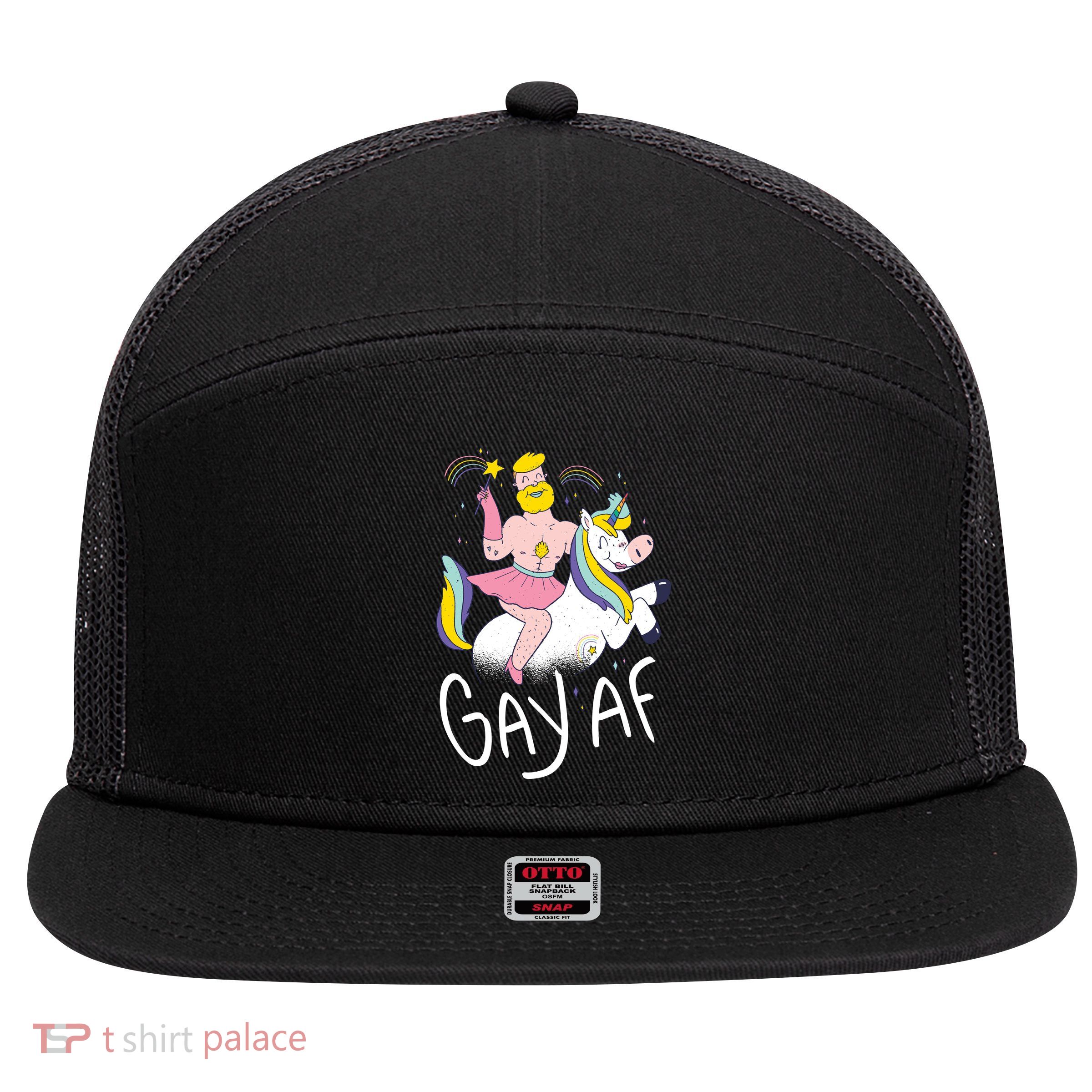 Gay AF Unicorn 7 Panel Mesh Trucker Snapback Hat