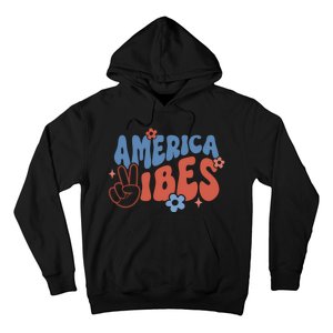 Groovy America Vibes Retro American USA 4th Of July Hoodie