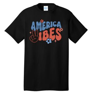 Groovy America Vibes Retro American USA 4th Of July Tall T-Shirt