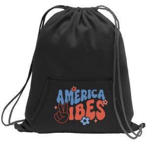 Groovy America Vibes Retro American USA 4th Of July Sweatshirt Cinch Pack Bag