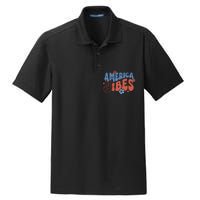 Groovy America Vibes Retro American USA 4th Of July Dry Zone Grid Polo