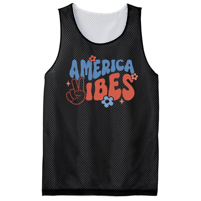 Groovy America Vibes Retro American USA 4th Of July Mesh Reversible Basketball Jersey Tank