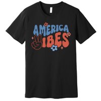 Groovy America Vibes Retro American USA 4th Of July Premium T-Shirt