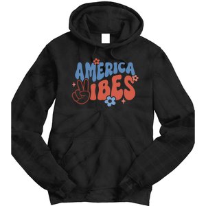 Groovy America Vibes Retro American USA 4th Of July Tie Dye Hoodie