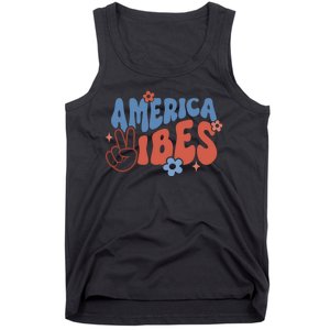 Groovy America Vibes Retro American USA 4th Of July Tank Top