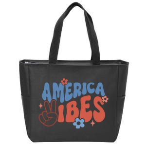 Groovy America Vibes Retro American USA 4th Of July Zip Tote Bag