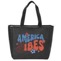 Groovy America Vibes Retro American USA 4th Of July Zip Tote Bag