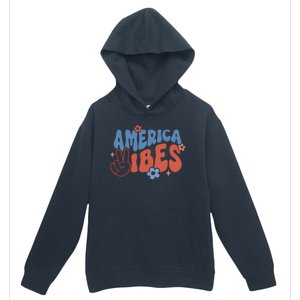 Groovy America Vibes Retro American USA 4th Of July Urban Pullover Hoodie