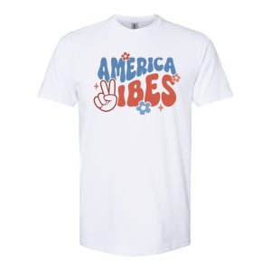 Groovy America Vibes Retro American USA 4th Of July Softstyle CVC T-Shirt