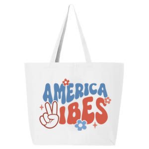 Groovy America Vibes Retro American USA 4th Of July 25L Jumbo Tote