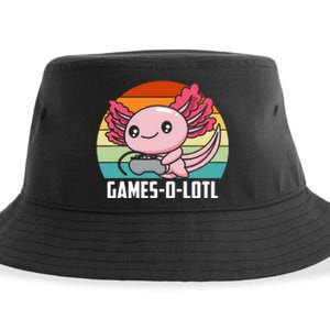 Gamesolotl Axolotl Video Games Gaming Lover Geek Gamer Pun Sustainable Bucket Hat