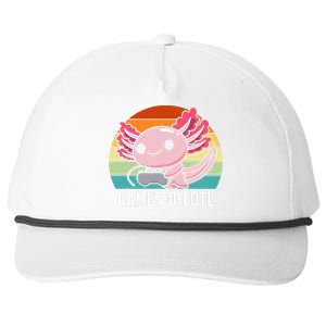 Gamesolotl Axolotl Video Games Gaming Lover Geek Gamer Pun Snapback Five-Panel Rope Hat