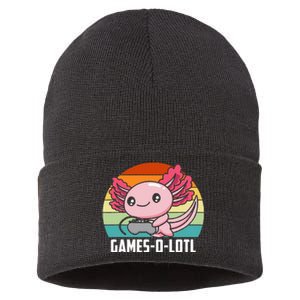 Gamesolotl Axolotl Video Games Gaming Lover Geek Gamer Pun Sustainable Knit Beanie