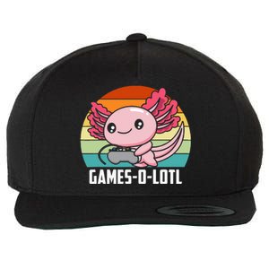 Gamesolotl Axolotl Video Games Gaming Lover Geek Gamer Pun Wool Snapback Cap