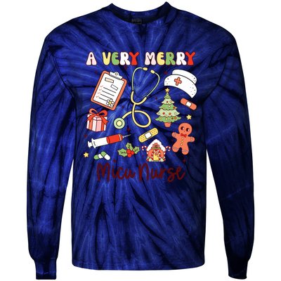 Groovy A Very Merry Micu Nurse Xmas Medical Intensive Care Tie-Dye Long Sleeve Shirt