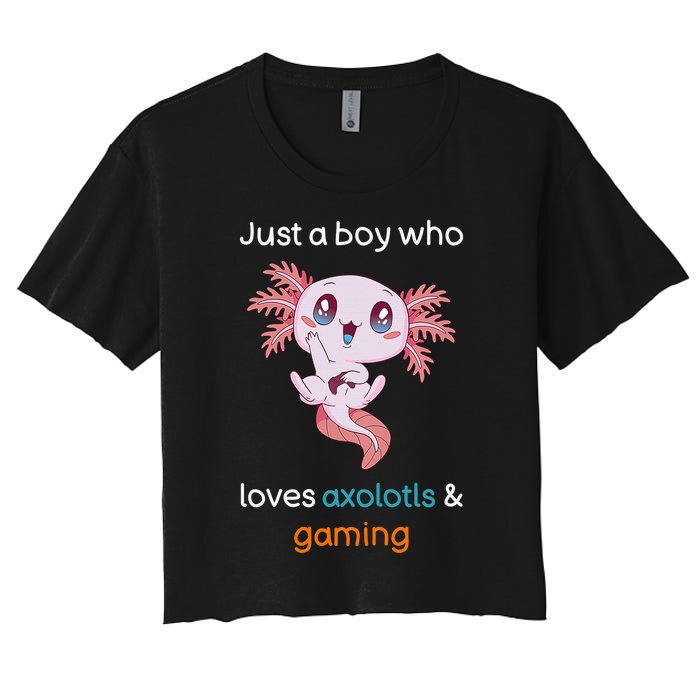 Gamesolotl Axolotl Video Gamer Kawaii Anime Gifts Boys Women's Crop Top Tee